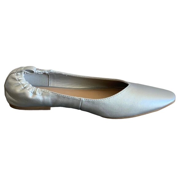 NORDSTROM RACK Metallic Silver Kendall Faux-Leather Ballet Flats Size 7 - Picture 3 of 8